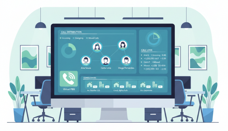 Central telefónica virtual para imobiliárias: distribuição por consultor e chamadas registadas